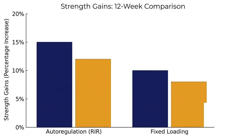 Studies show that autoregulating loads based on RIR leads to greater strength improvements than fixed percentage loading.