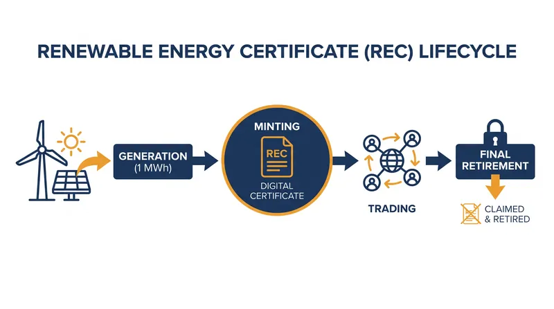 The lifecycle of an energy attribute certificate ensures that each megawatt-hour of clean power is only claimed once.