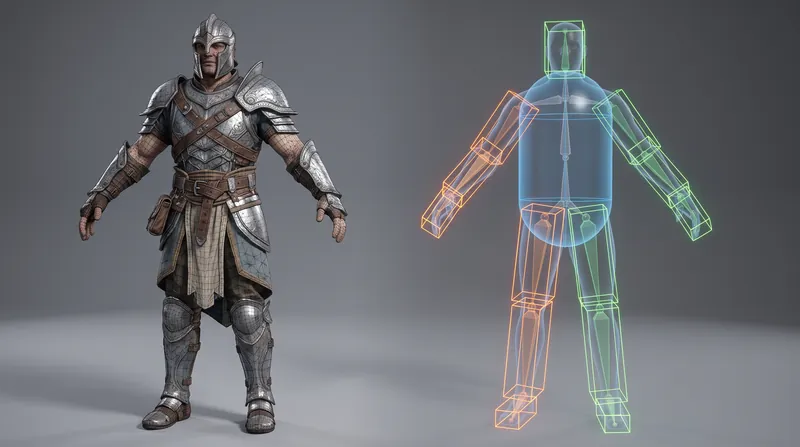 A character's physical presence in the engine is vastly simpler than their visual appearance.