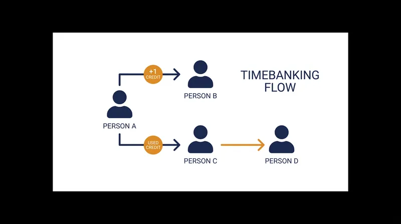 How a time credit moves through a community network.