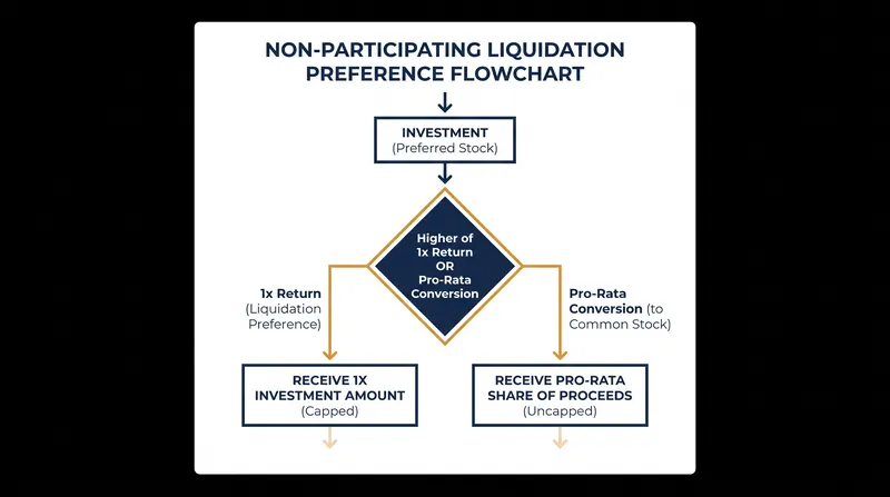 Under a non-participating preference, investors must choose between their guaranteed return or their ownership percentage.