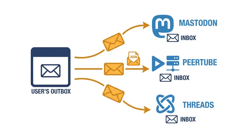 The core mechanism of ActivityPub relies on a push-based Inbox and Outbox system.