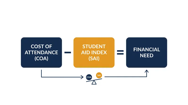 Financial aid offices use a standard equation to determine a student's demonstrated need.