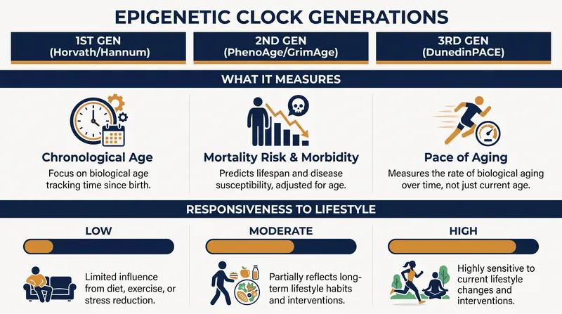 How epigenetic clocks have evolved from guessing birth years to measuring the real-time pace of aging.