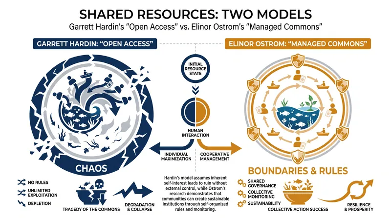 The critical difference between an unmanaged free-for-all and a governed commons.