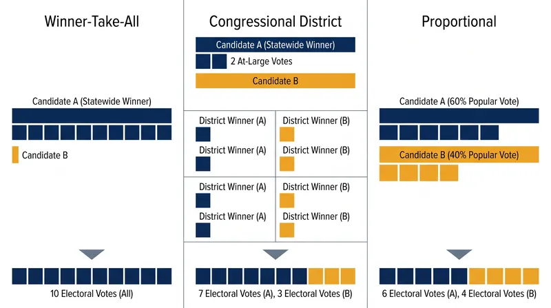 How the three primary allocation models distribute a state's electoral votes.