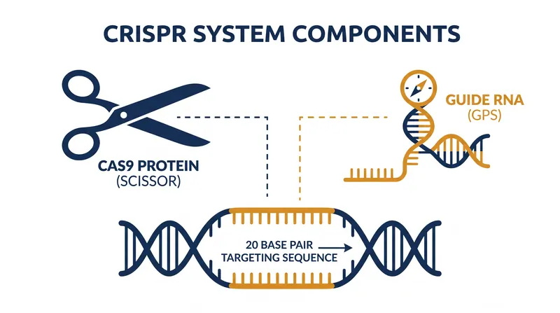 The Cas9 protein relies on a 20-base-pair guide RNA sequence to locate its target within the genome.