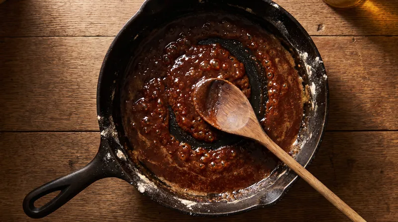 Cooking a roux to a dark brown develops rich flavors but breaks down starch chains, reducing the mixture's thickening power.