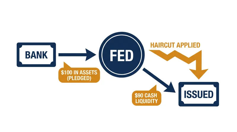 Collateral haircuts protect the Federal Reserve from credit risk if a borrowing bank defaults.