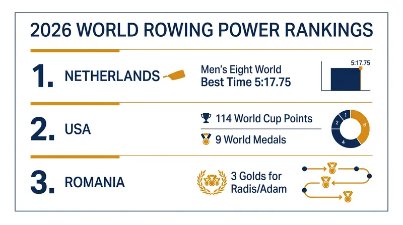 The top three nations emerging from the 2026 international rowing season.