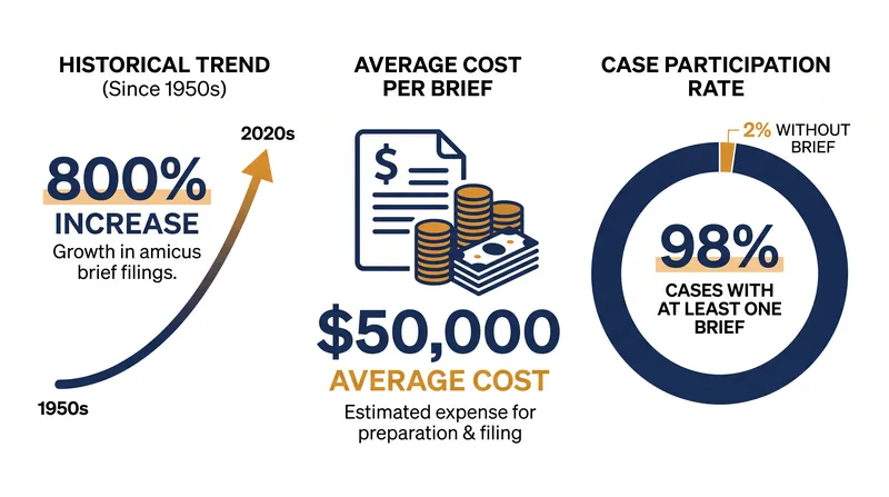 The financial and structural realities of the modern amicus machine.