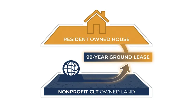 The core mechanism of a CLT splits property ownership to remove the land from the speculative market.
