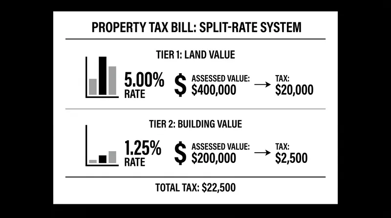 Most cities transition to LVT using a split-rate system, taxing land heavily and buildings lightly.