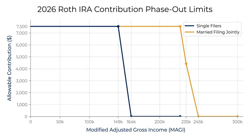 High earners face strict income phase-outs that reduce or eliminate their ability to contribute directly to a Roth IRA.