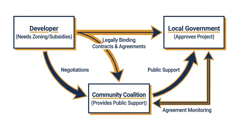 How the CBA mechanism aligns the interests of developers, communities, and local governments.