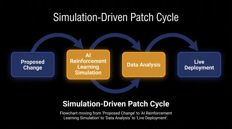Reinforcement learning allows studios to simulate millions of matches before deploying a patch to the public.