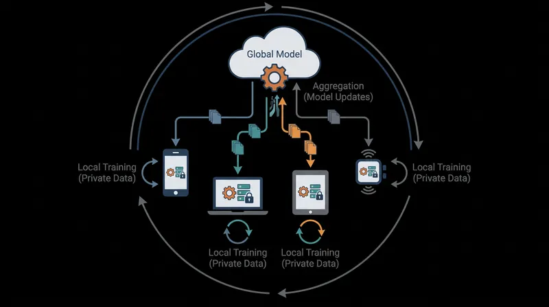The four stages of the federated learning cycle.