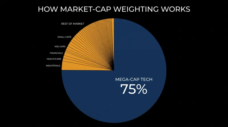 In a cap-weighted index, the largest companies command the vast majority of the invested capital.