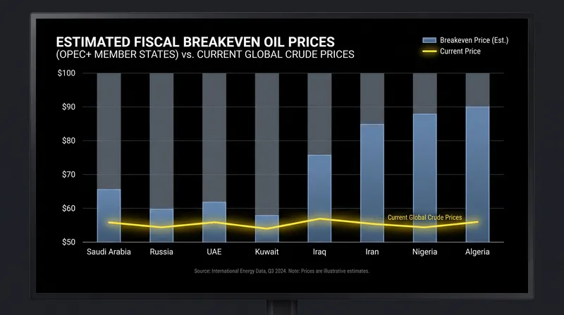 Fiscal breakeven prices dictate the alliance's tolerance for production cuts.