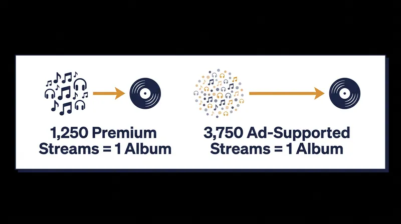 The mathematical conversion rate for Streaming Equivalent Albums (SEA) heavily favors paid subscriptions.