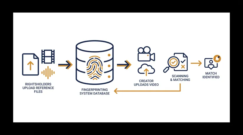 How reference files are fingerprinted and matched against user uploads.