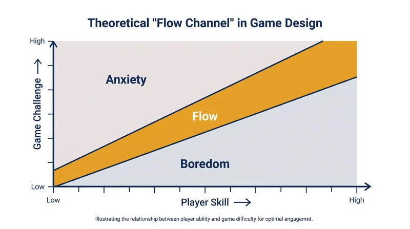 The Flow Channel: DDA systems attempt to keep players in the narrow band between boredom and anxiety.