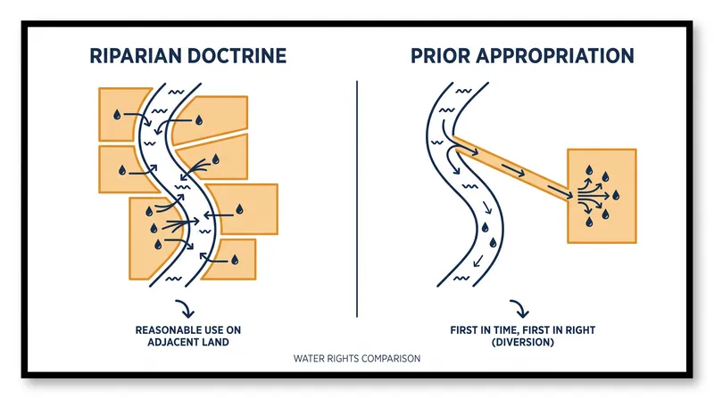 The fundamental geographic difference between Eastern and Western water allocation models.