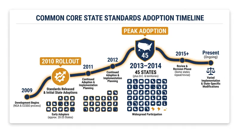 Federal incentives drove rapid adoption of the standards across 45 states by 2011.