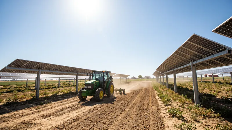 Agrivoltaic arrays must be spaced and elevated to accommodate the turning radius and height of standard farm equipment.