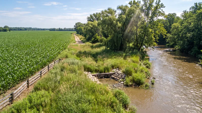Riparian buffer zones act as physical filters, intercepting nutrient runoff before it reaches primary waterways.