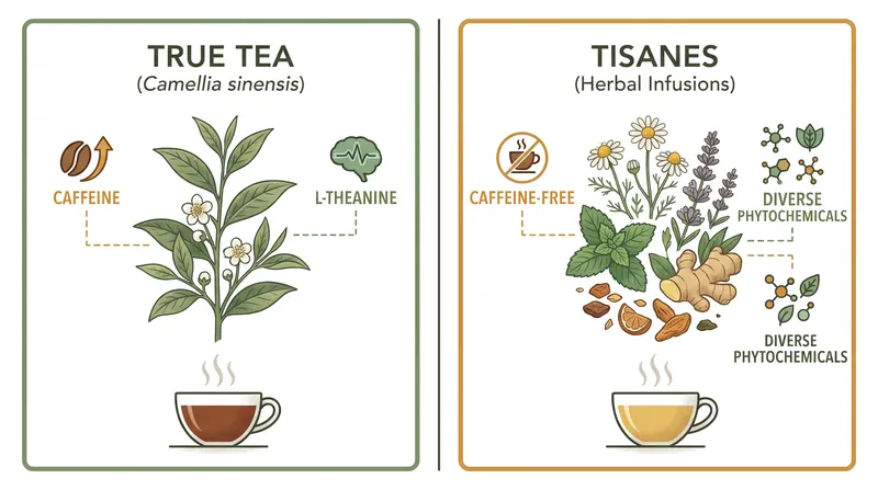 The chemical divide between Camellia sinensis and herbal botanicals.