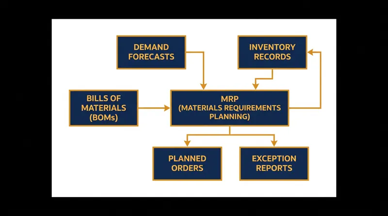 MRP translates customer demand into actionable procurement steps using Bills of Materials.