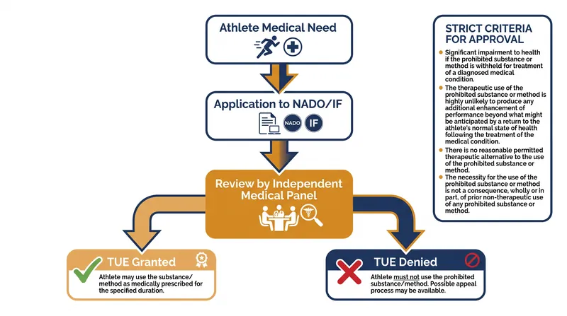 The TUE process requires athletes to prove a legitimate medical need that cannot be treated with permitted alternatives.