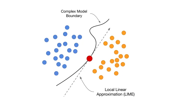 LIME works by drawing a simple, linear boundary around a single specific decision to approximate a highly complex model.