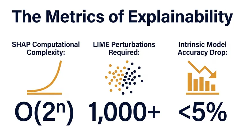 Key metrics comparing the computational overhead and performance of different XAI methods.