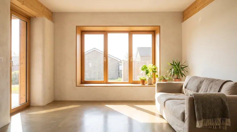 Deep window sills are a hallmark of Passive House design, accommodating the thick layers of continuous insulation required by the standard.