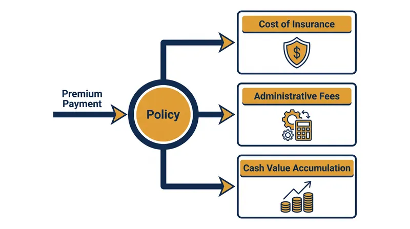 Unlike term insurance, permanent policies split premiums between the pure cost of insurance and a growing cash reserve.