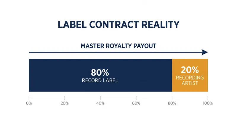 Under standard major-label contracts, the vast majority of the master royalty is retained by the label.