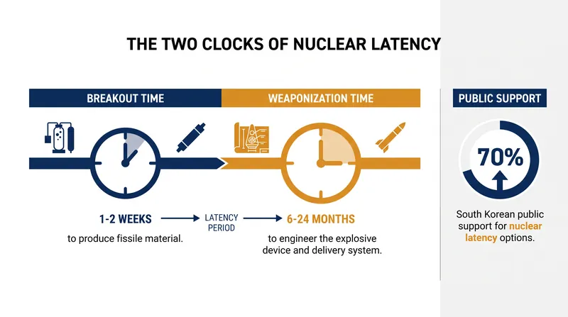 While fissile material breakout times have shrunk to weeks, weaponization and delivery integration remain multi-month engineering hurdles.