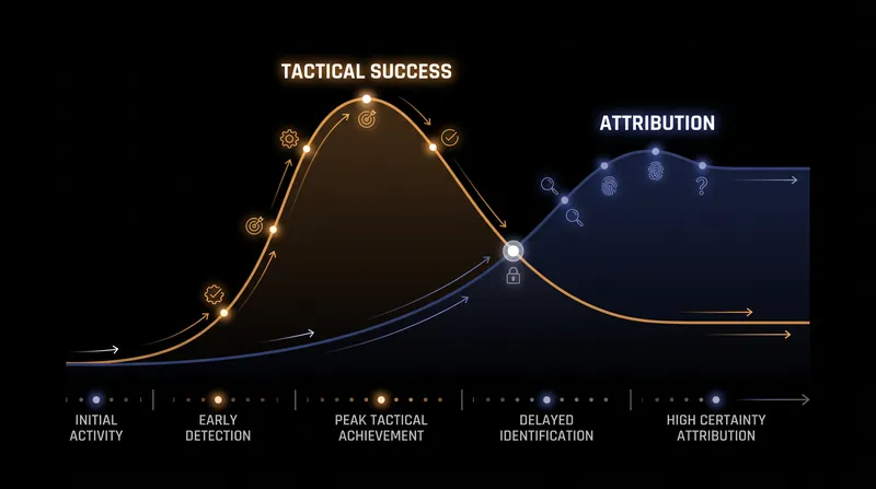 The attribution gap: gray zone operations often achieve their tactical objectives before defenders can definitively identify the aggressor.