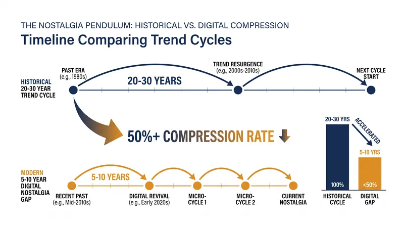 The gap between a trend's peak and its cultural revival has shrunk by more than half in the digital era.