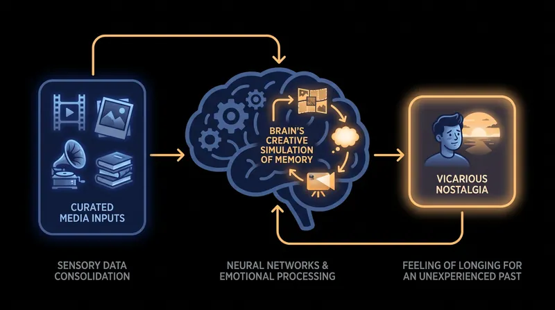 Cognitive research suggests nostalgia can be generated by imagination and media consumption, not just lived experience.