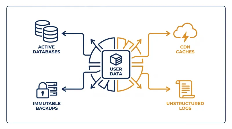 How a single piece of user data is instantly fragmented across multiple storage environments.