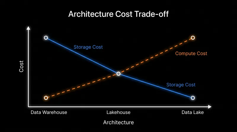 While lakehouses reduce raw storage costs, they often introduce higher compute overhead for query processing.