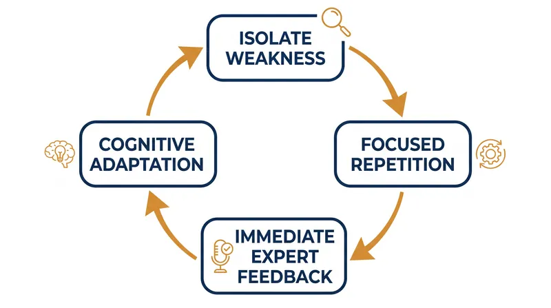 The continuous cycle required to build complex mental representations and avoid performance plateaus.