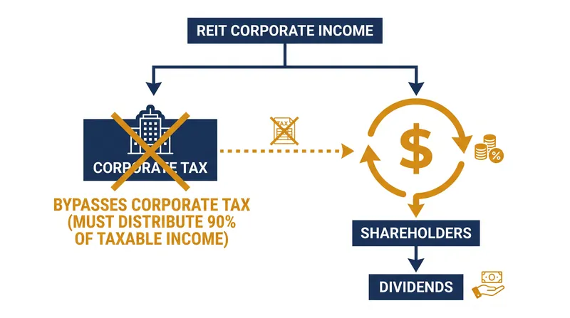 By distributing at least 90% of taxable income, REITs avoid double taxation at the corporate level.