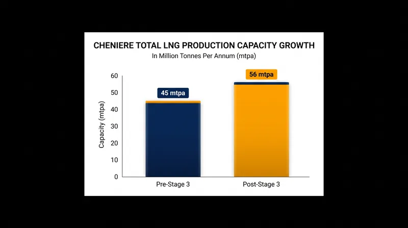 The completion of the Stage 3 expansion increases Cheniere's total liquefaction capacity by more than 20 percent.