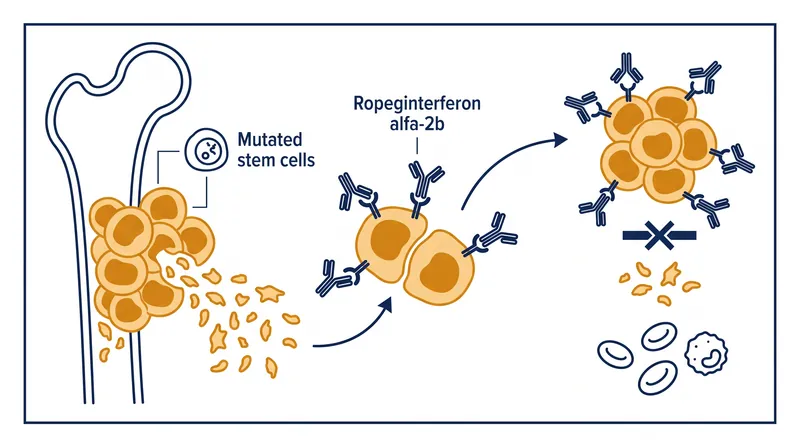 Unlike traditional treatments that broadly suppress blood cell production, the new therapy specifically targets the mutated cells driving the disease.