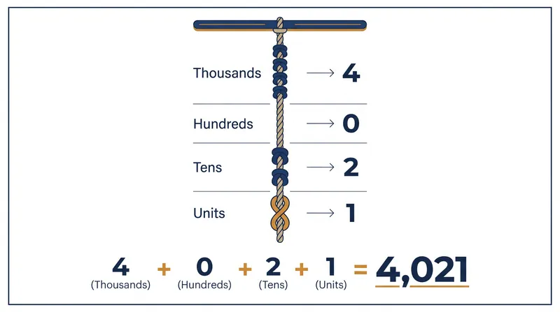 Quipus utilized a strict base-10 positional system, allowing accountants to record massive numbers with perfect accuracy.