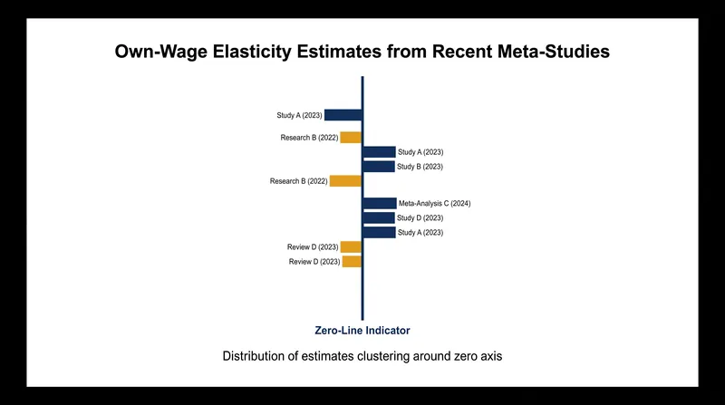 Recent meta-analyses of minimum wage hikes consistently show employment elasticity clustering near zero, indicating negligible job losses.